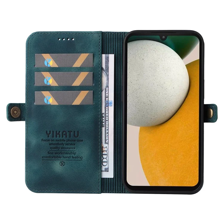 YIKATU YK-002 For Samsung Galaxy A15 4G Wallet Case PU Leather Phone Accessories Distributors - Blue