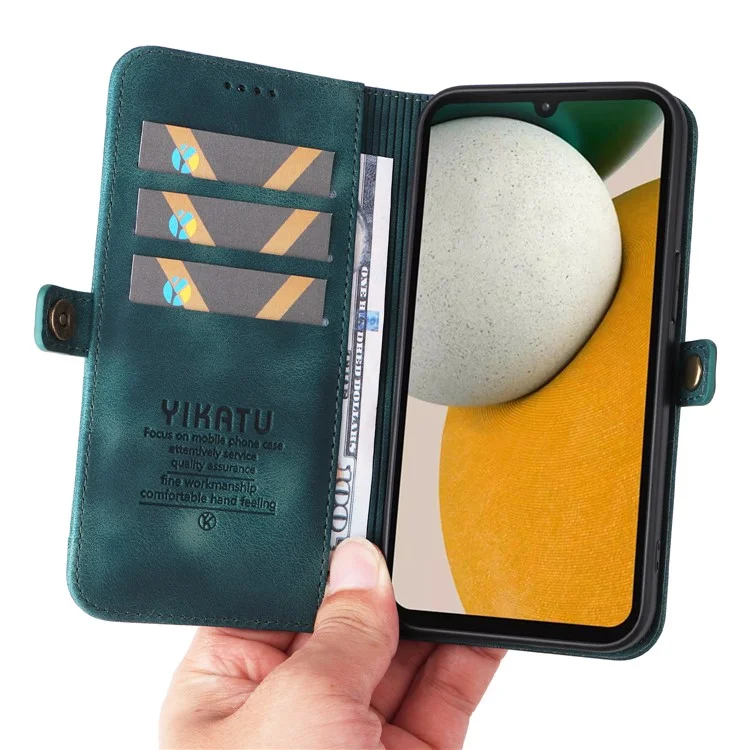 YIKATU YK-002 For Samsung Galaxy A15 4G Wallet Case PU Leather Phone Accessories Distributors - Blue