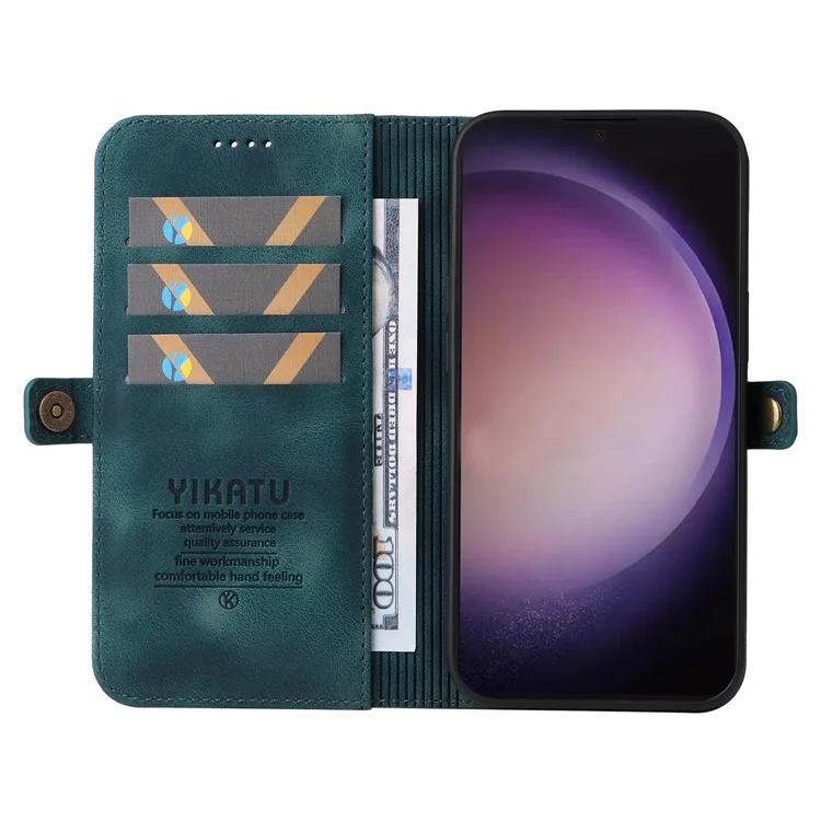 YIKATU YK-002 For Samsung Galaxy S24 Ultra Case PU Leather Flip Cell Phone Cover with Outer Card Slot - Blue