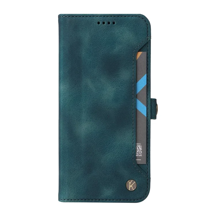 YIKATU YK-002 For Samsung Galaxy S24 Ultra Case PU Leather Flip Cell Phone Cover with Outer Card Slot - Blue