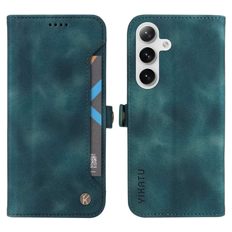 YIKATU YK-002 per Samsung Galaxy S25+ / S24+ Custodia per cellulare in pelle PU con alloggiamento per scheda esterna - Blu