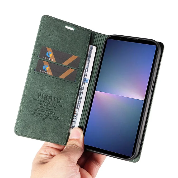 YIKATU YK-004 For Sony Xperia 5 V Leather Phone Case Mobile Accessories Wholesale Suppliers - Green