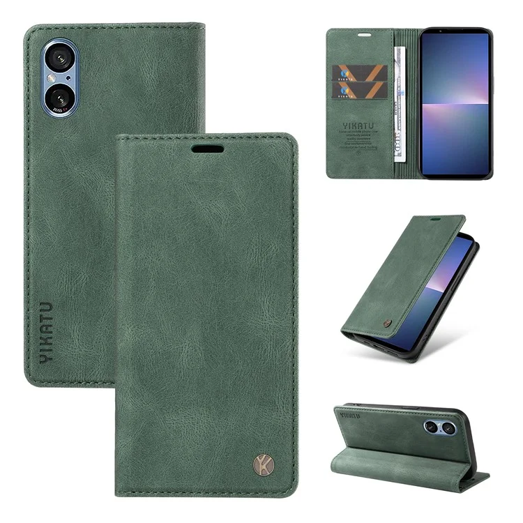 YIKATU YK-004 For Sony Xperia 5 V Leather Phone Case Mobile Accessories Wholesale Suppliers - Green