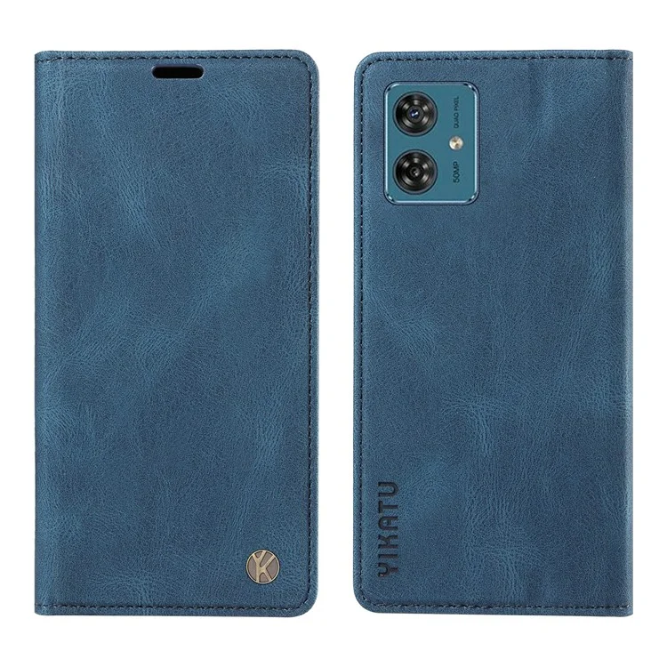 YIKATU YK-004 per Motorola Moto G54 5G Custodia magnetica a libretto Stand Skin-touch Feeling Custodia in pelle per telefono - Blu
