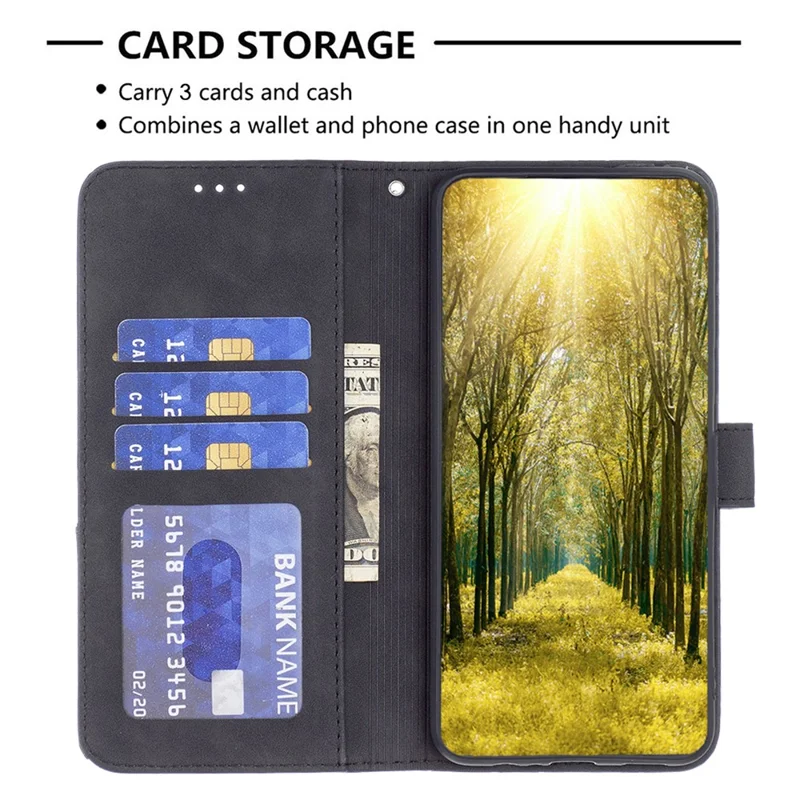 BINFEN COLOR For Realme 12 4G / 12+ 5G Phone Cases Wallet Stand Geometry Imprint Leather Cover - Black