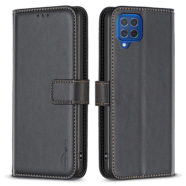 BINFEN COLOR BF17 Pour Samsung Galaxy M62 / F62 Étui Flip Design Cuir PU Protection Complète Housse de Téléphone - Noir