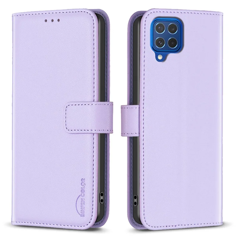 BINFEN COLOR BF17 Para Samsung Galaxy M62 / F62 Caixa Flip Design Couro PU Proteção Total Capa de Telefone - Roxo