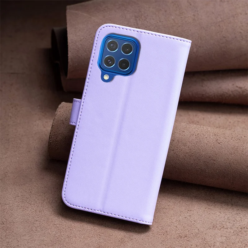 BINFEN COLOR BF17 Para Samsung Galaxy M62 / F62 Caixa Flip Design Couro PU Proteção Total Capa de Telefone - Roxo
