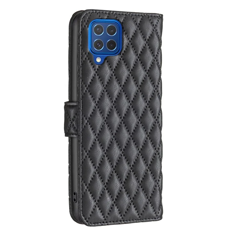 BINFEN COLOR BF Style-14 For Samsung Galaxy M62 / F62 Wallet Case Rhombus Leather Phone Cover - Black