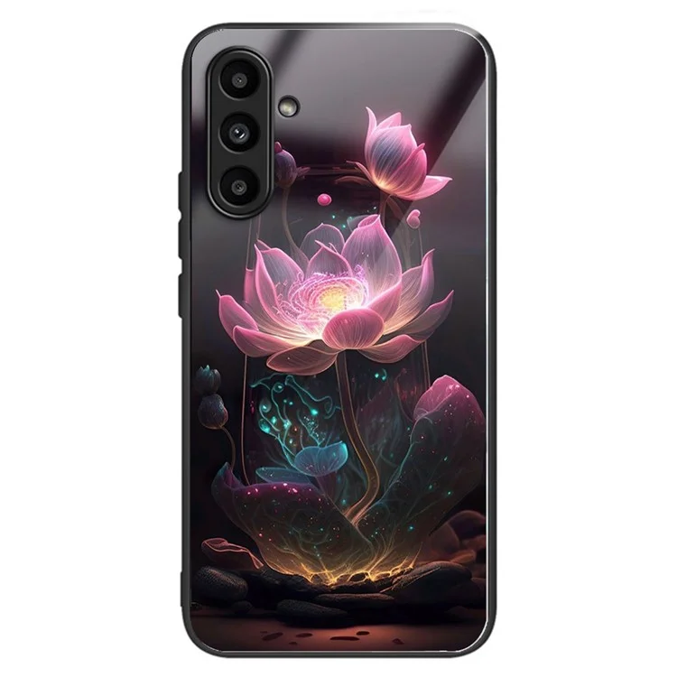 Для Samsung Galaxy A14 5G / A14 4G чехол с узором из закаленного стекла+ТПУ чехол для телефона - розовый лотос