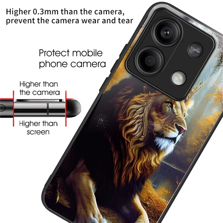 Per Xiaomi Redmi Note 13 5G Custodia Vetro Temperato+TPU Copertura Telefonica Stampa Motivo - Re Leone