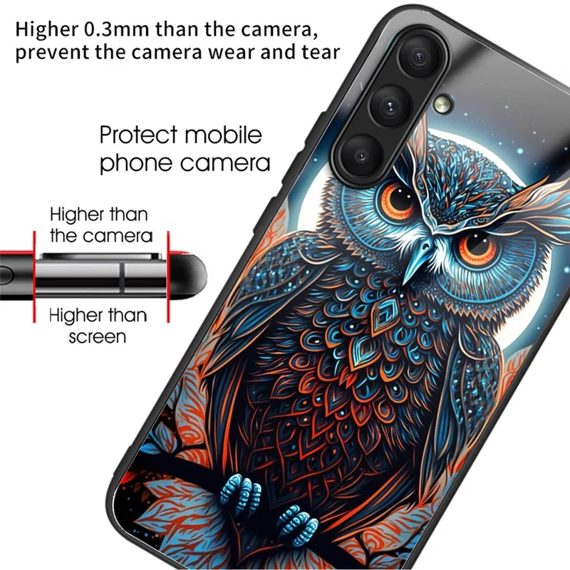 For Samsung Galaxy A25 5G (Global) (161.0 x 76.5 x 8.3mm) Tempered Glass Phone Case Printed Pattern - Owl