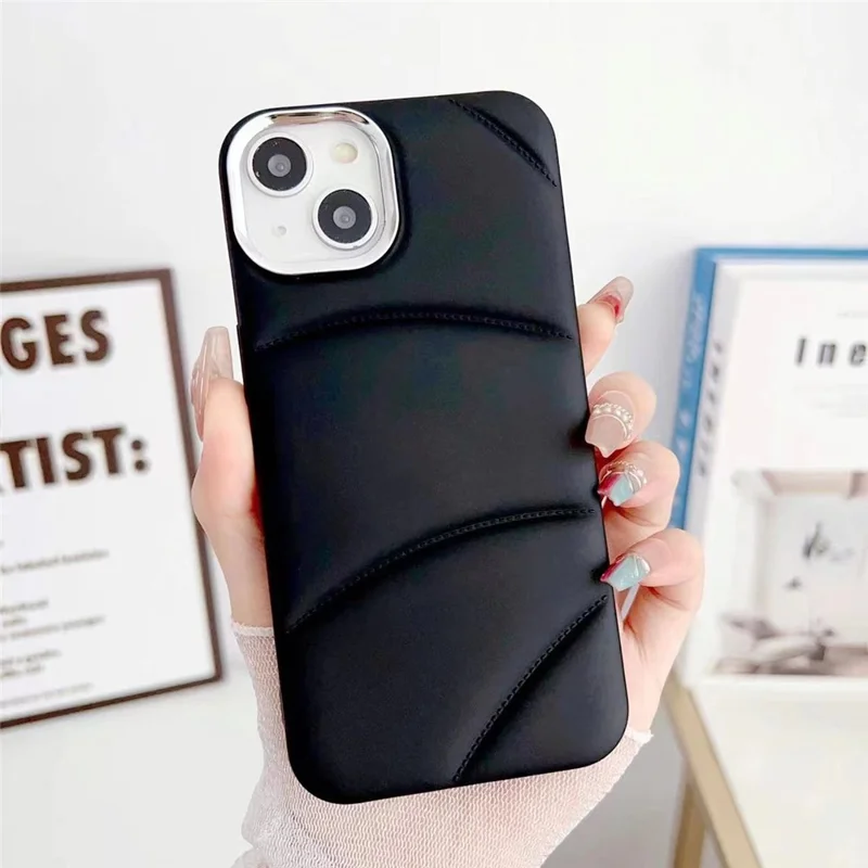 For iPhone 14 Plus Case Anti-Scratch Soft TPU Phone Cover with PC Lens Frame - Black