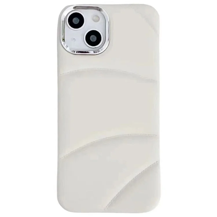 For iPhone 13 6.1 inch Case Rubberized Soft TPU Back Phone Shell with PC Lens Frame - White