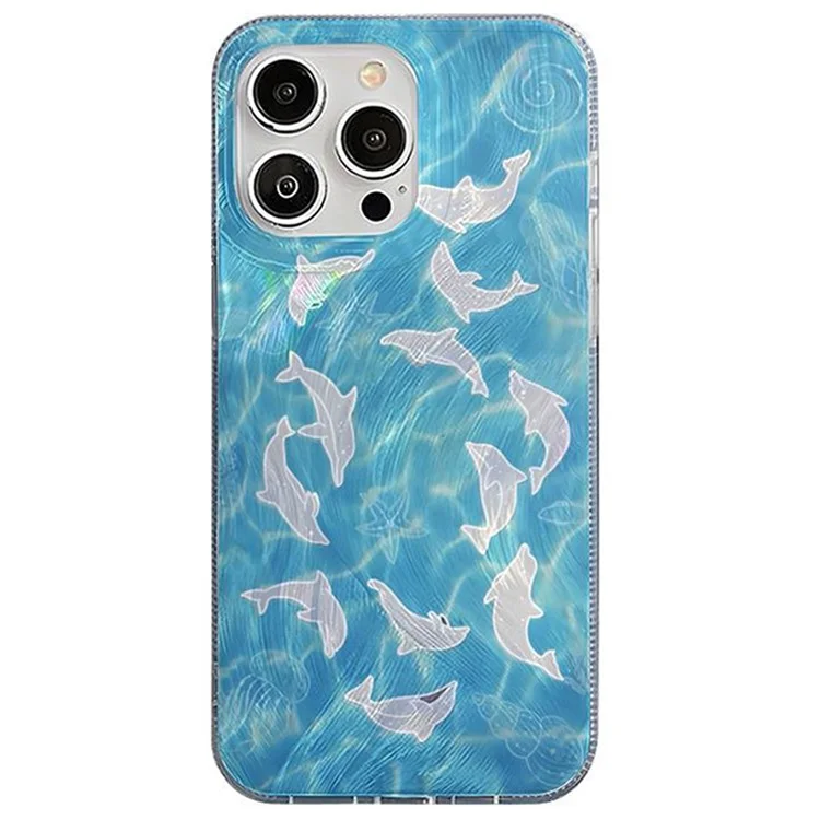 Coque pour iPhone 13 Pro Max IMD Dauphin Anti-Chute PC+TPU