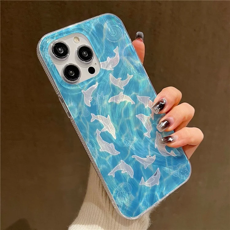 Coque pour iPhone 13 Pro Max IMD Dauphin Anti-Chute PC+TPU