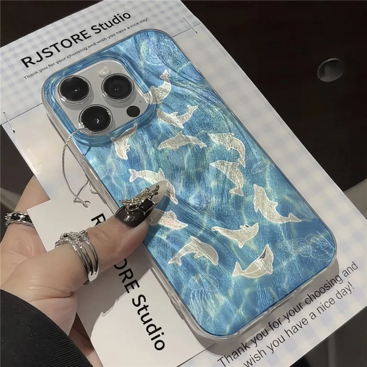 Coque pour iPhone 13 Pro Max IMD Dauphin Anti-Chute PC+TPU