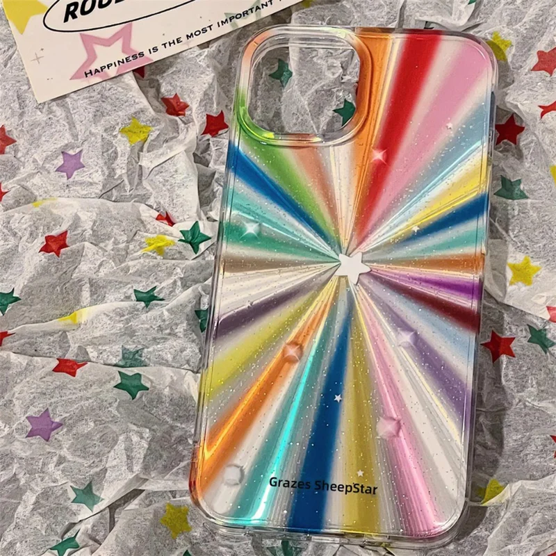 For iPhone 15 Pro Max Case IMD TPU+PC Cell Phone Cover Fantasy Aurora Design