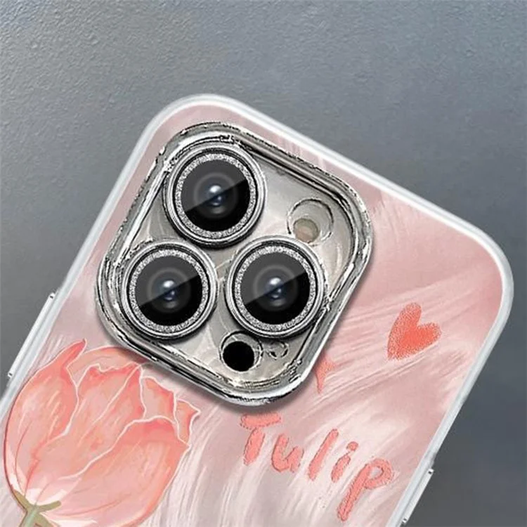 For iPhone 15 Pro Cell Phone Cases Tulip Flower Pattern Printing Soft TPU Cover - Pink