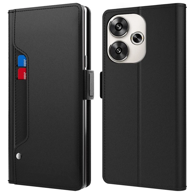 Per Xiaomi Redmi Turbo 3 5G / Poco F6 5G Case PU Leather Card Holder Make Up Mirror Phone Cover - Nero