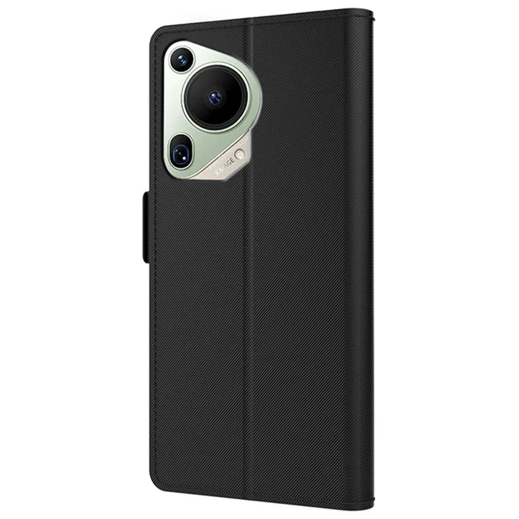 For Huawei Pura 70 Ultra Case Mirror Design Card Holder Phone Cover with Magnetic Clasp - Black