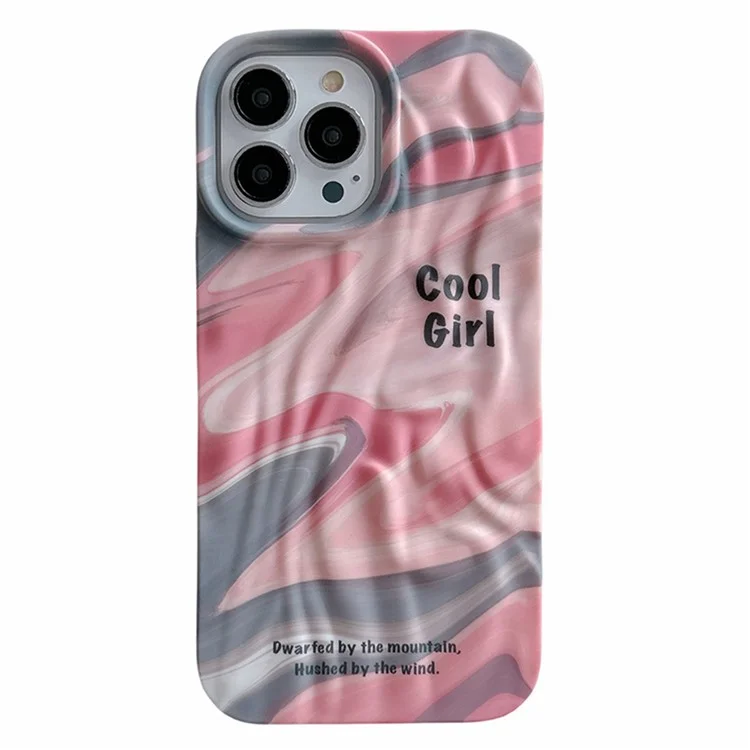 Für iPhone 15 Pro Cover Pleat Design Water Transfer Printing Luminous TPU Handy-Hülle - Pink+Grau