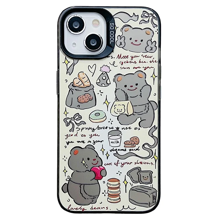For iPhone 15 TPU Case IMD Bear Pattern Mobile Phone Cover Wholesale