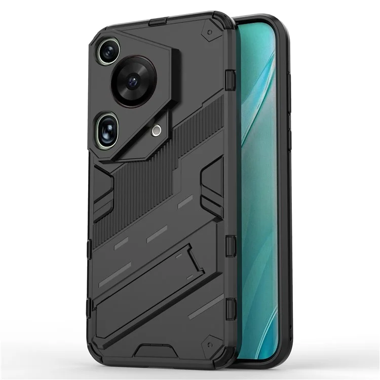 Para Huawei Pura 70 Ultra Funda Protectora con Soporte Kickstand PC+TPU Cubierta del Teléfono - Negro