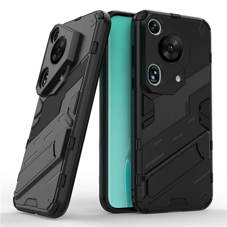 Para Huawei Pura 70 Ultra Funda Protectora con Soporte Kickstand PC+TPU Cubierta del Teléfono - Negro