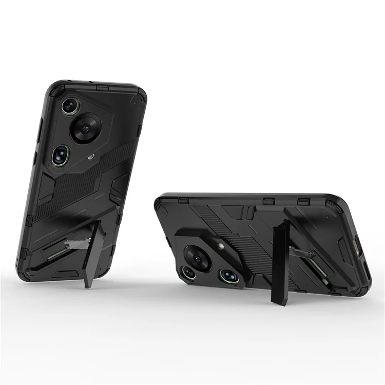 Para Huawei Pura 70 Ultra Funda Protectora con Soporte Kickstand PC+TPU Cubierta del Teléfono - Negro