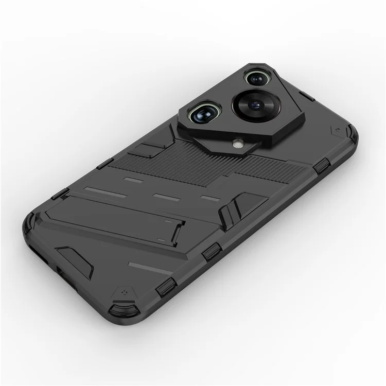 Para Huawei Pura 70 Ultra Funda Protectora con Soporte Kickstand PC+TPU Cubierta del Teléfono - Negro