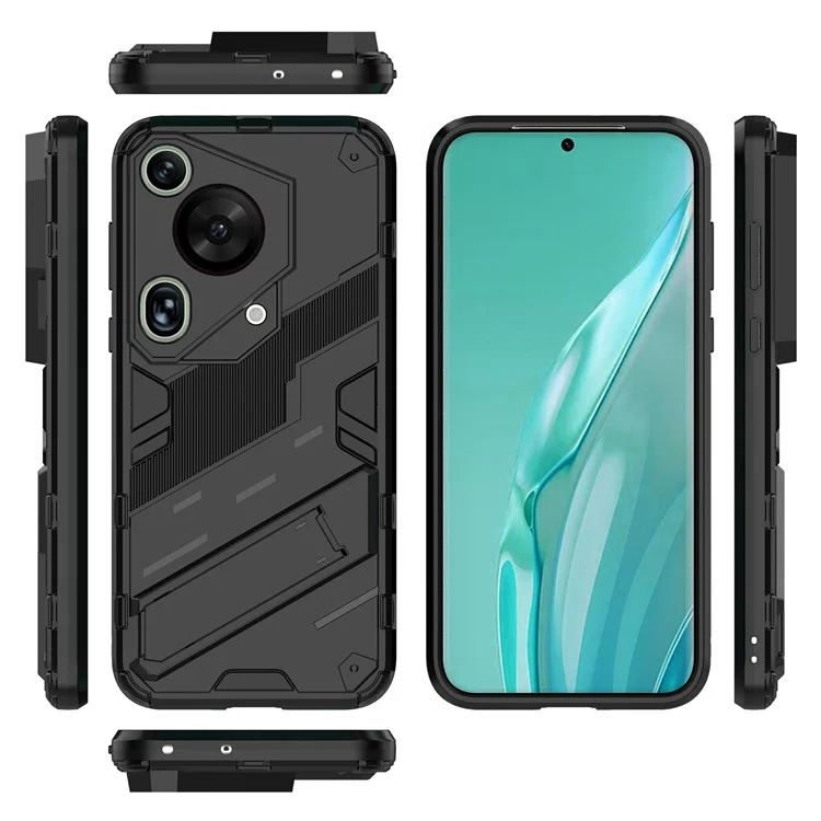 Para Huawei Pura 70 Ultra Funda Protectora con Soporte Kickstand PC+TPU Cubierta del Teléfono - Negro