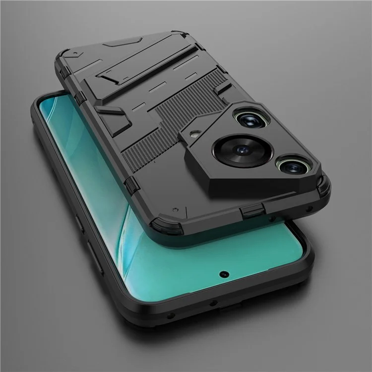 Para Huawei Pura 70 Ultra Funda Protectora con Soporte Kickstand PC+TPU Cubierta del Teléfono - Negro