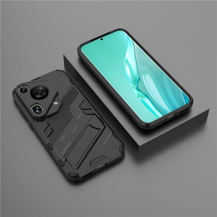 Para Huawei Pura 70 Ultra Funda Protectora con Soporte Kickstand PC+TPU Cubierta del Teléfono - Negro