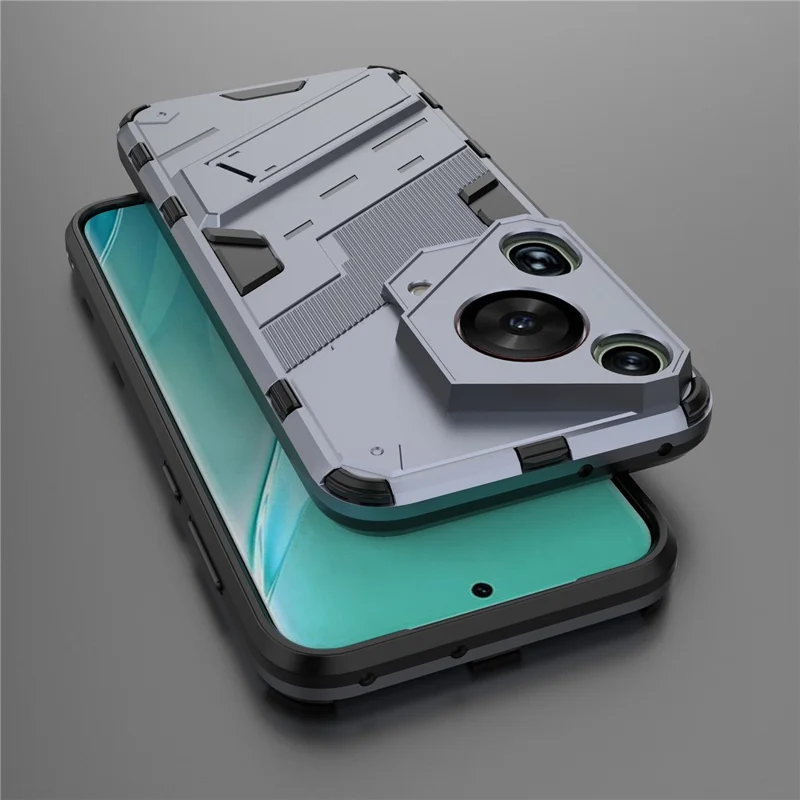 For Huawei Pura 70 Ultra Protective Case Kickstand PC+TPU Phone Cover - Grey