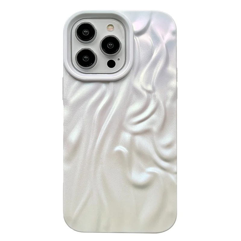 Mobile Phone Protector for iPhone 15 Pro Matte TPU Phone Cover Electroplating Pleated Wholesale Phone Cases - White