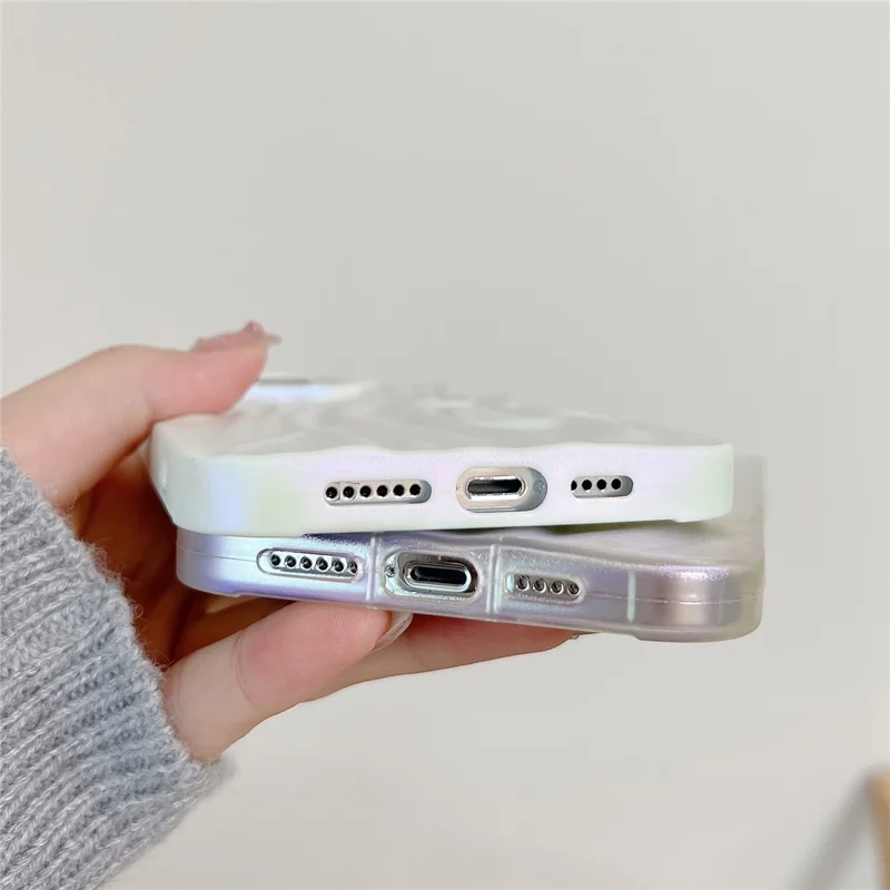 Mobile Phone Protector for iPhone 15 Pro Matte TPU Phone Cover Electroplating Pleated Wholesale Phone Cases - White