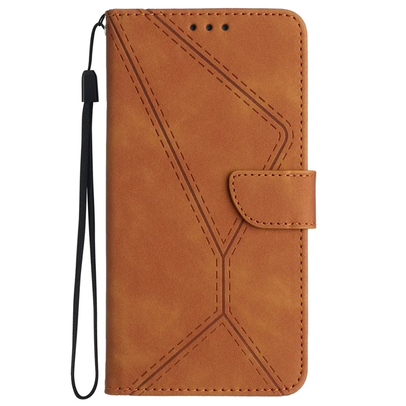HT05 For Honor 200 Lite Case Lines Imprinted Leather Flip Magnetic Phone Cover - Marrón