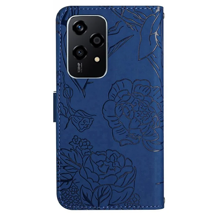 HT03 For Honor 200 Lite Funda de Piel Estampada con Protección Completa y Cartera - Azul
