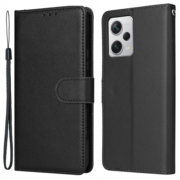 Para Xiaomi Redmi Note 12 Pro+ 5G Leather Case Full Protection Wallet Phone Cover - Preto