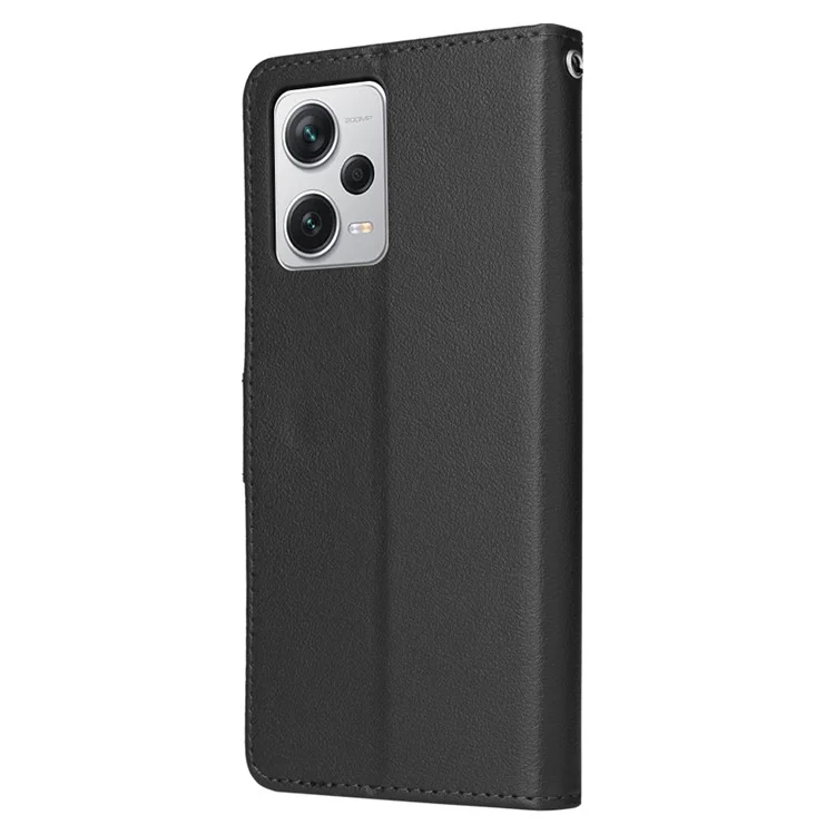 Para Xiaomi Redmi Note 12 Pro+ 5G Leather Case Full Protection Wallet Phone Cover - Preto