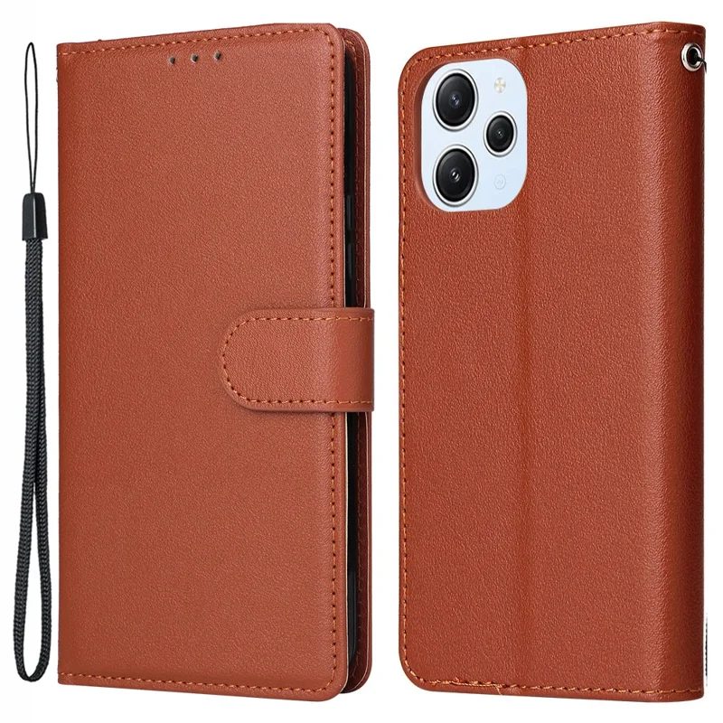 For Xiaomi Redmi 12 4G / 12 5G (Global) Case Anti-Scratch PU Leather Wallet Phone Cover - Brown