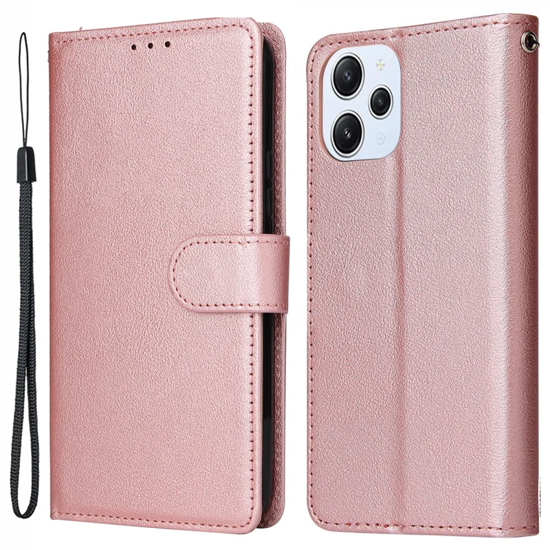 For Xiaomi Redmi 12 4G / 12 5G (Global) Case Anti-Scratch PU Leather Wallet Phone Cover - Rose Gold