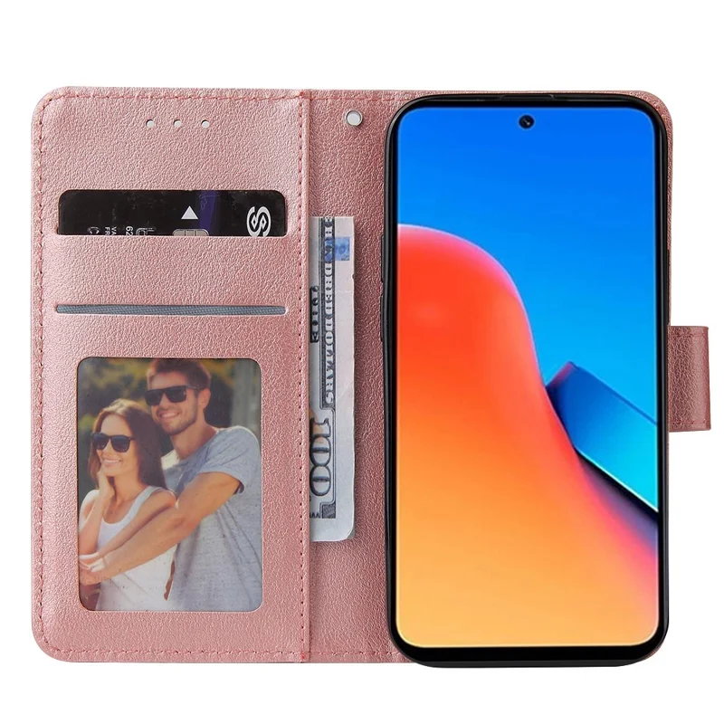 For Xiaomi Redmi 12 4G / 12 5G (Global) Case Anti-Scratch PU Leather Wallet Phone Cover - Rose Gold