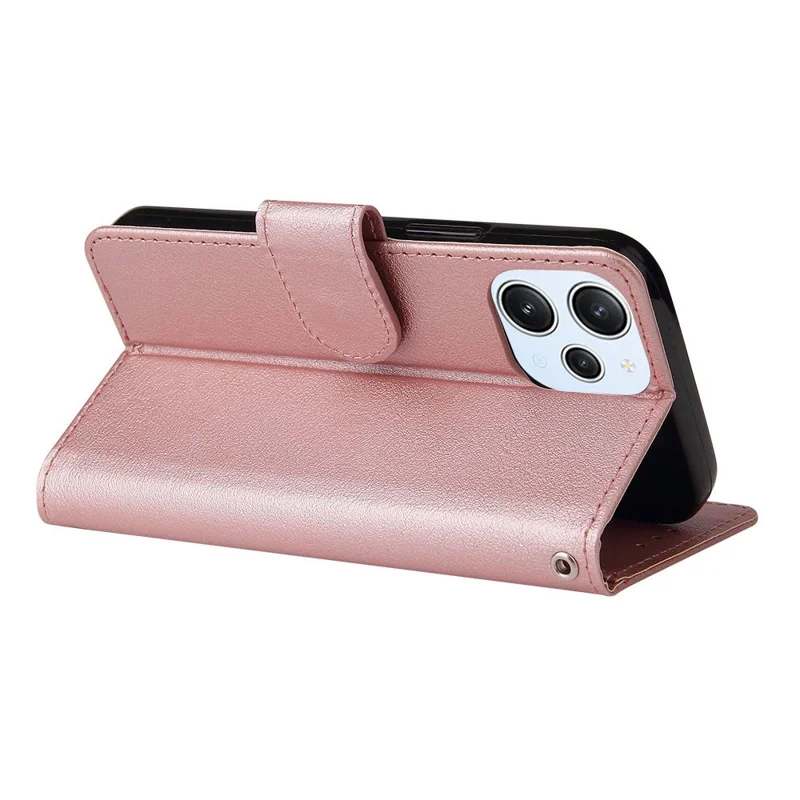 For Xiaomi Redmi 12 4G / 12 5G (Global) Case Anti-Scratch PU Leather Wallet Phone Cover - Rose Gold