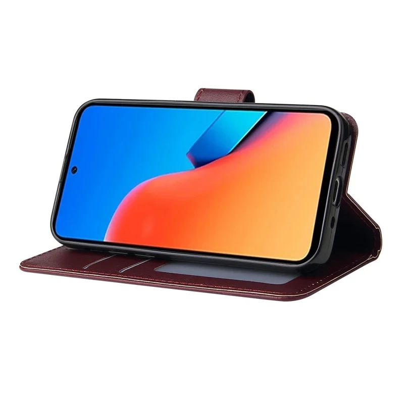 For Xiaomi Redmi 12 4G / 12 5G (Global) Case Anti-Scratch PU Leather Wallet Phone Cover - Wine Red