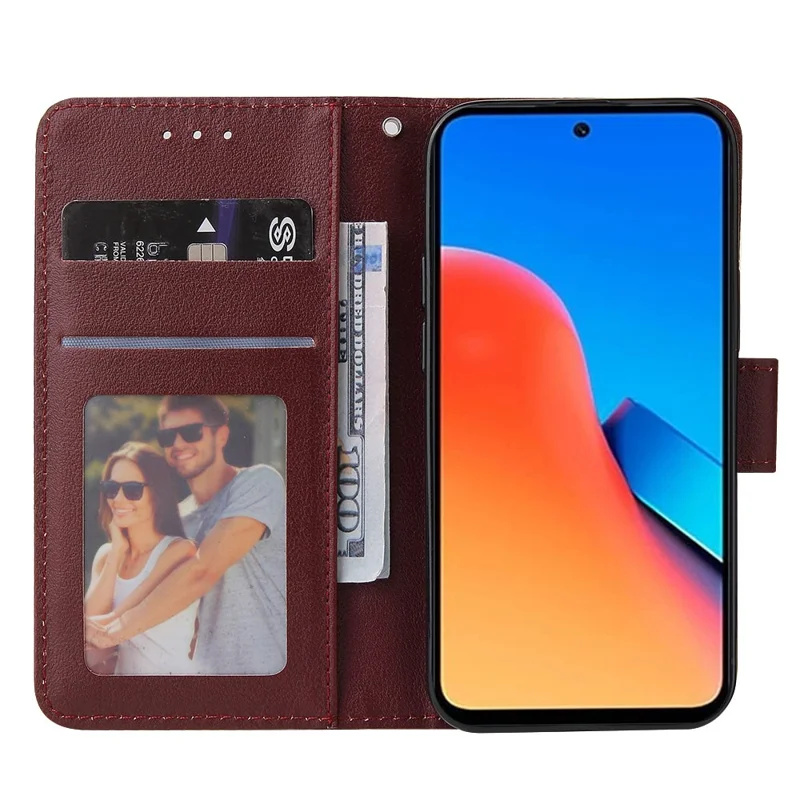 For Xiaomi Redmi 12 4G / 12 5G (Global) Case Anti-Scratch PU Leather Wallet Phone Cover - Wine Red