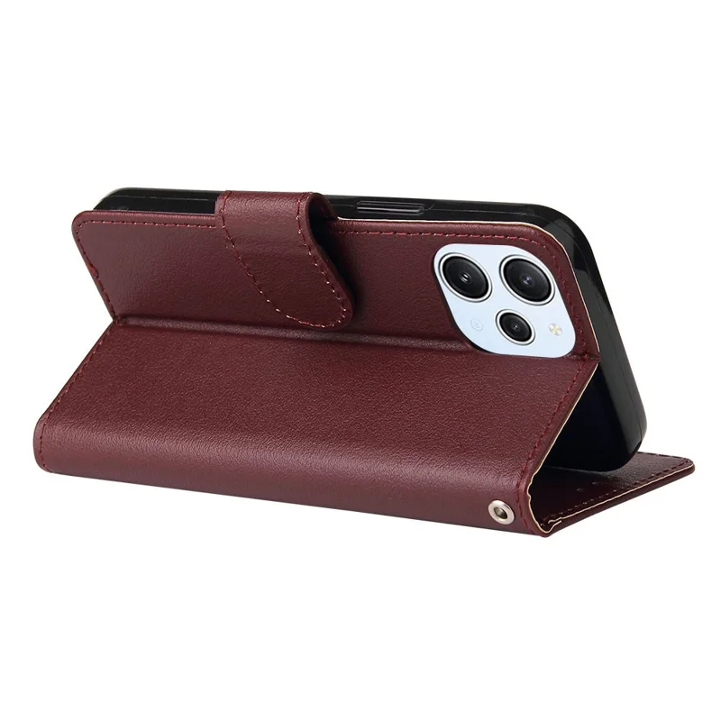For Xiaomi Redmi 12 4G / 12 5G (Global) Case Anti-Scratch PU Leather Wallet Phone Cover - Wine Red