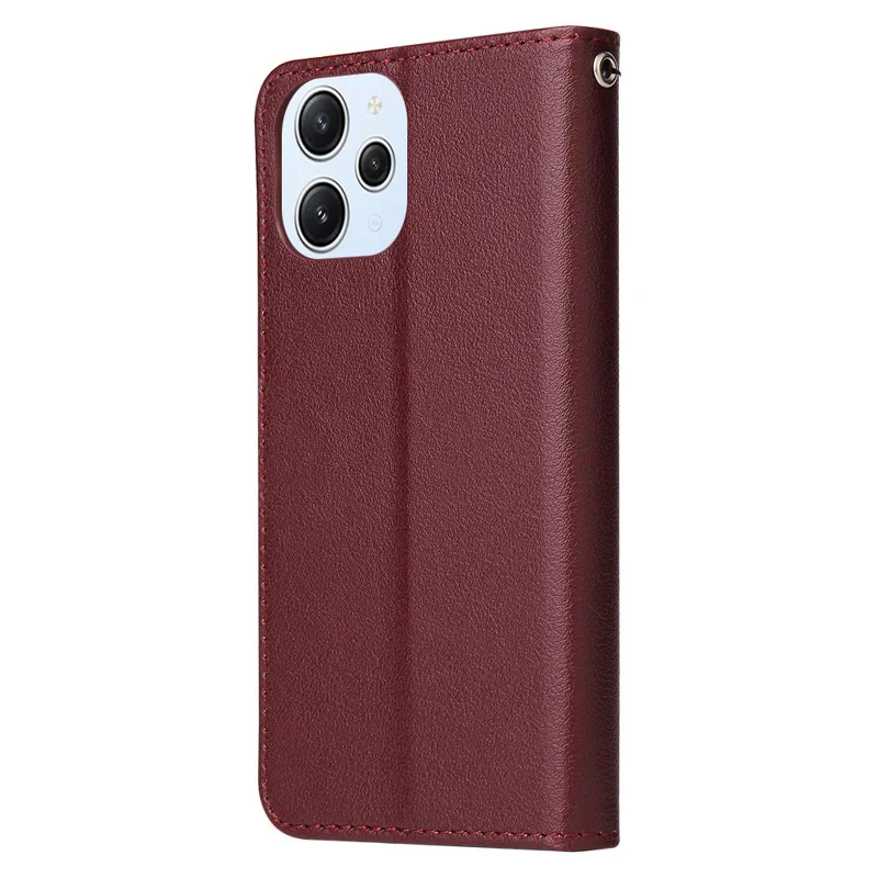 For Xiaomi Redmi 12 4G / 12 5G (Global) Case Anti-Scratch PU Leather Wallet Phone Cover - Wine Red