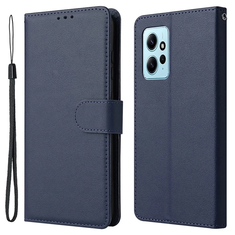 Para Xiaomi Redmi Note 12 4G Funda de Protección Completa Funda de Teléfono de Diseño de Tapa de Cuero PU - Azul